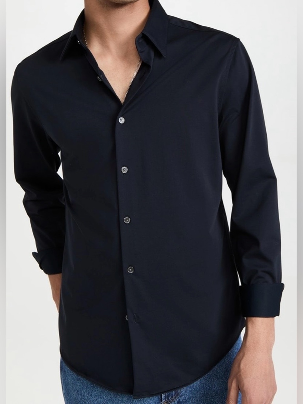 Theory Men's black Long-Sleeve Button-Up Dress Shirt